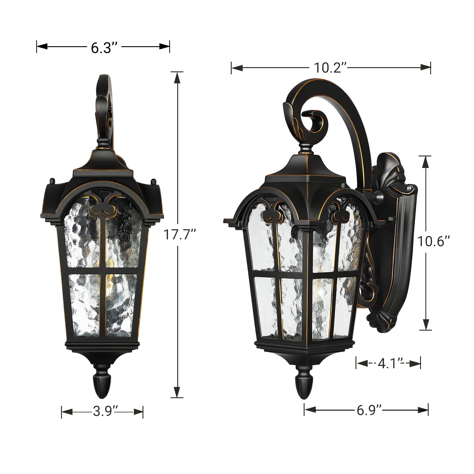 DEWENWILS vintage-inspired lighting with gold-edge accents