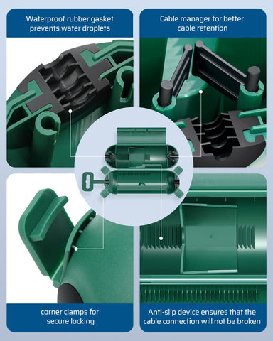 DEWENWILS weatherproof connector secures AWG cords outdoors.