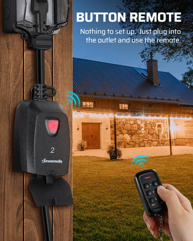 DEWENWILS weatherproof remote outlet cap protects the unit from dirt and rain.