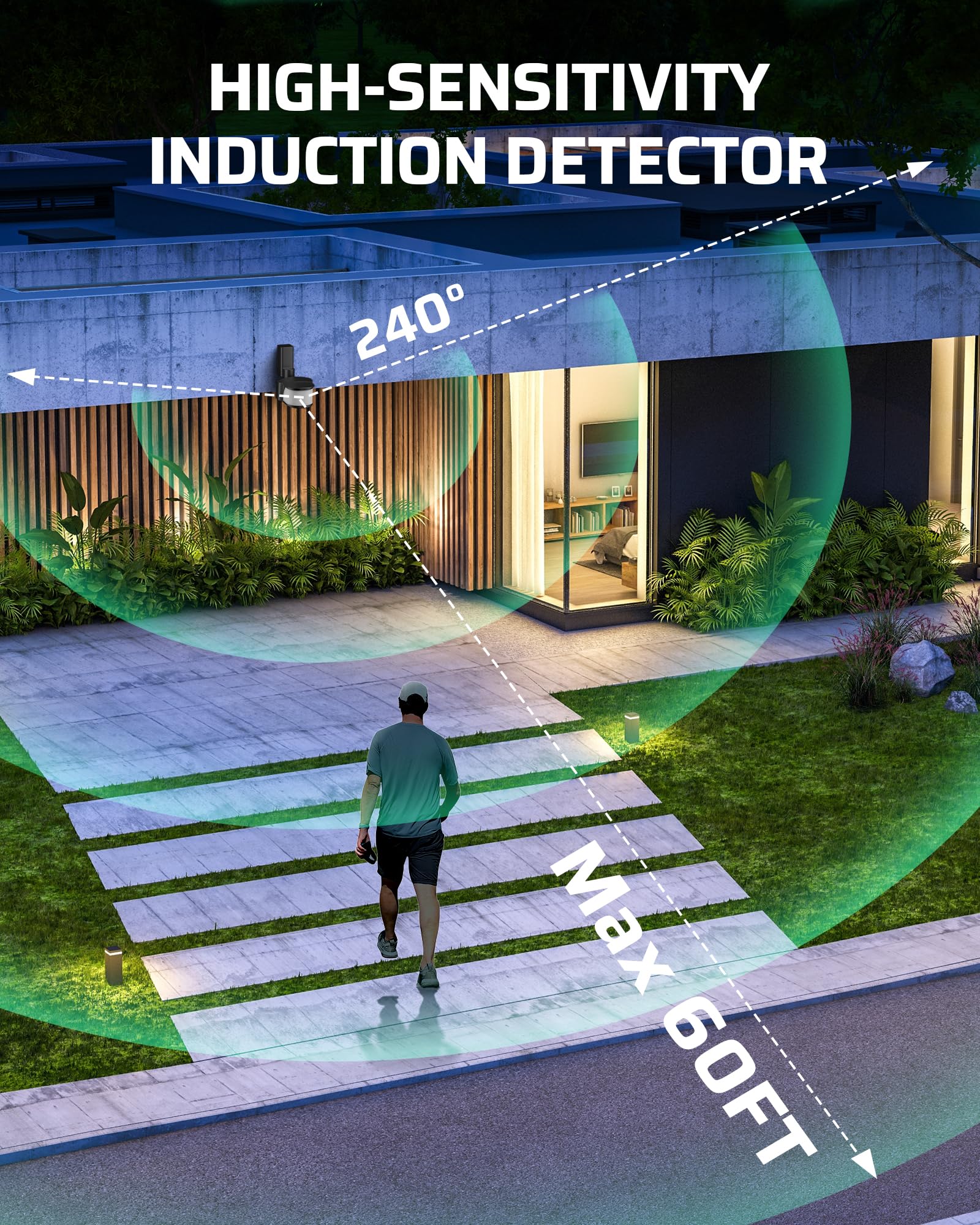 DEWENWILS weatherproof sensor withstands rain, snow, and dust for reliable lighting.