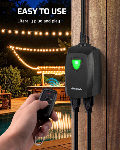 DEWENWILS weatherproof shell outlet withstands moisture and sun for outdoor use