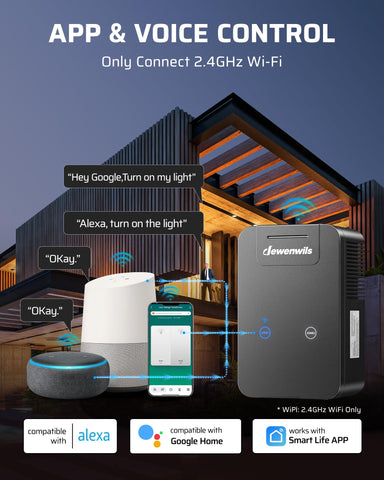 DEWENWILS WiFi-smart control for remote lighting management from anywhere.