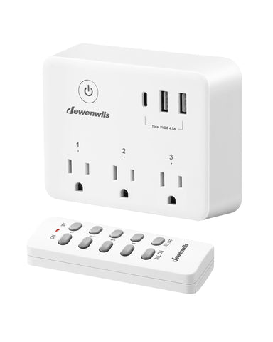 DEWENWILS wireless remote outlet package ready for plug-and-play setup.