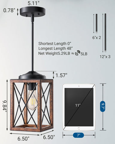 DEWENWILS wood grain finish pendant enhances rustic kitchen aesthetics and warmth