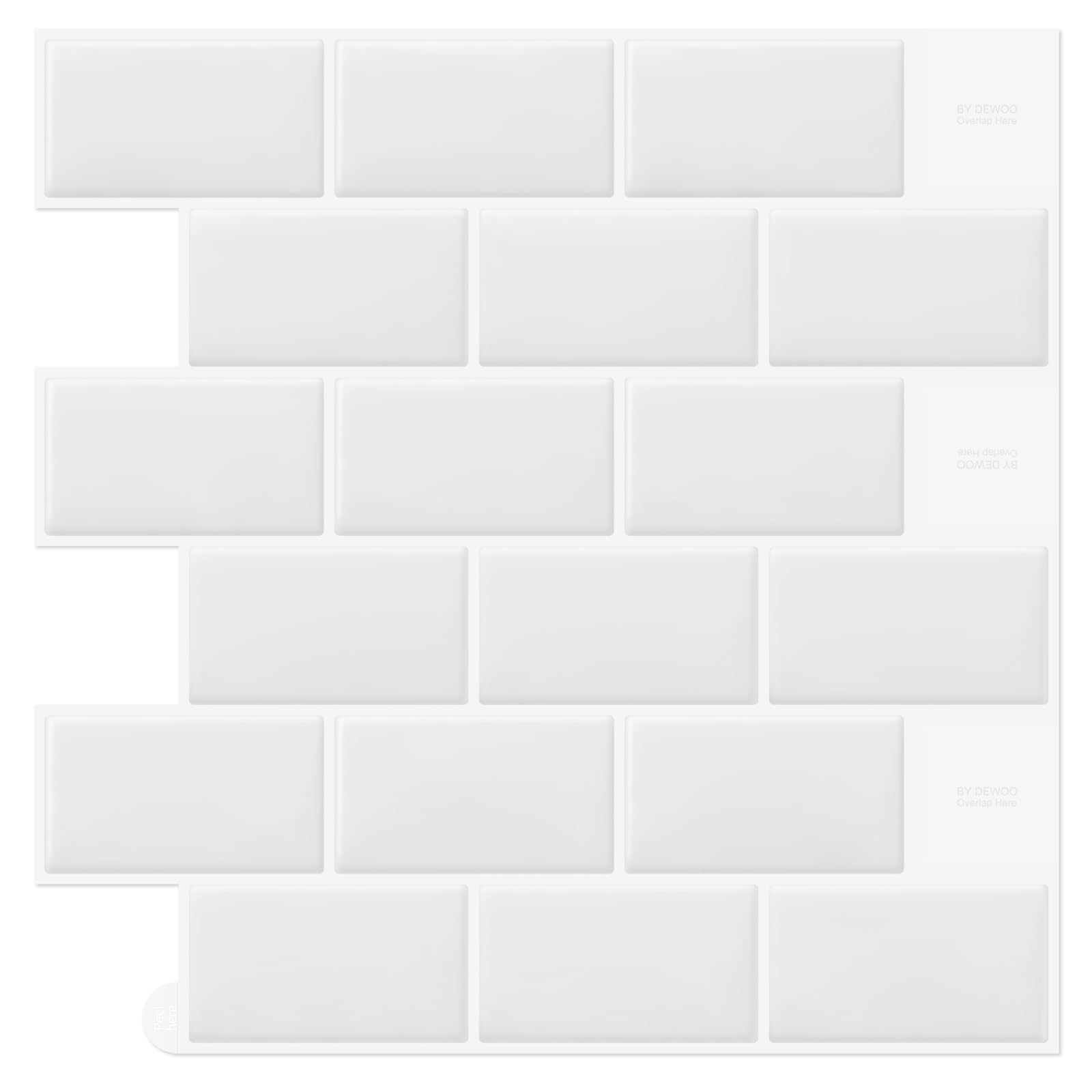 DEWOO white peel-stick subway tile backsplash for quick kitchen update