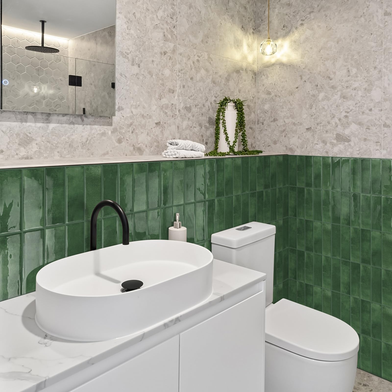 DEWOO 3D epoxy surface texture mimics real tiles for a realistic look.