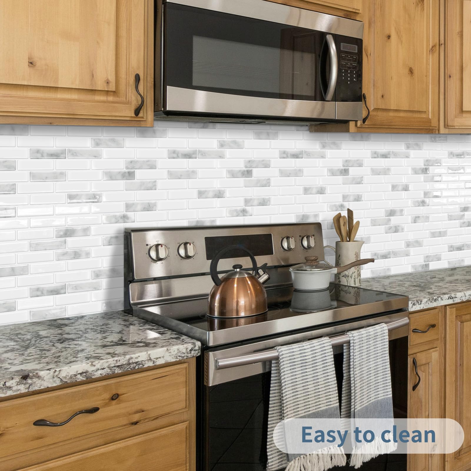 DEWOO 3D grey marble texture close-up for elevated kitchen aesthetics.