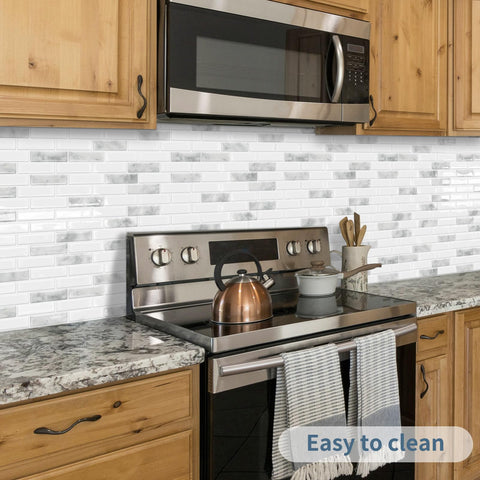 DEWOO 3D grey marble texture close-up for elevated kitchen aesthetics.