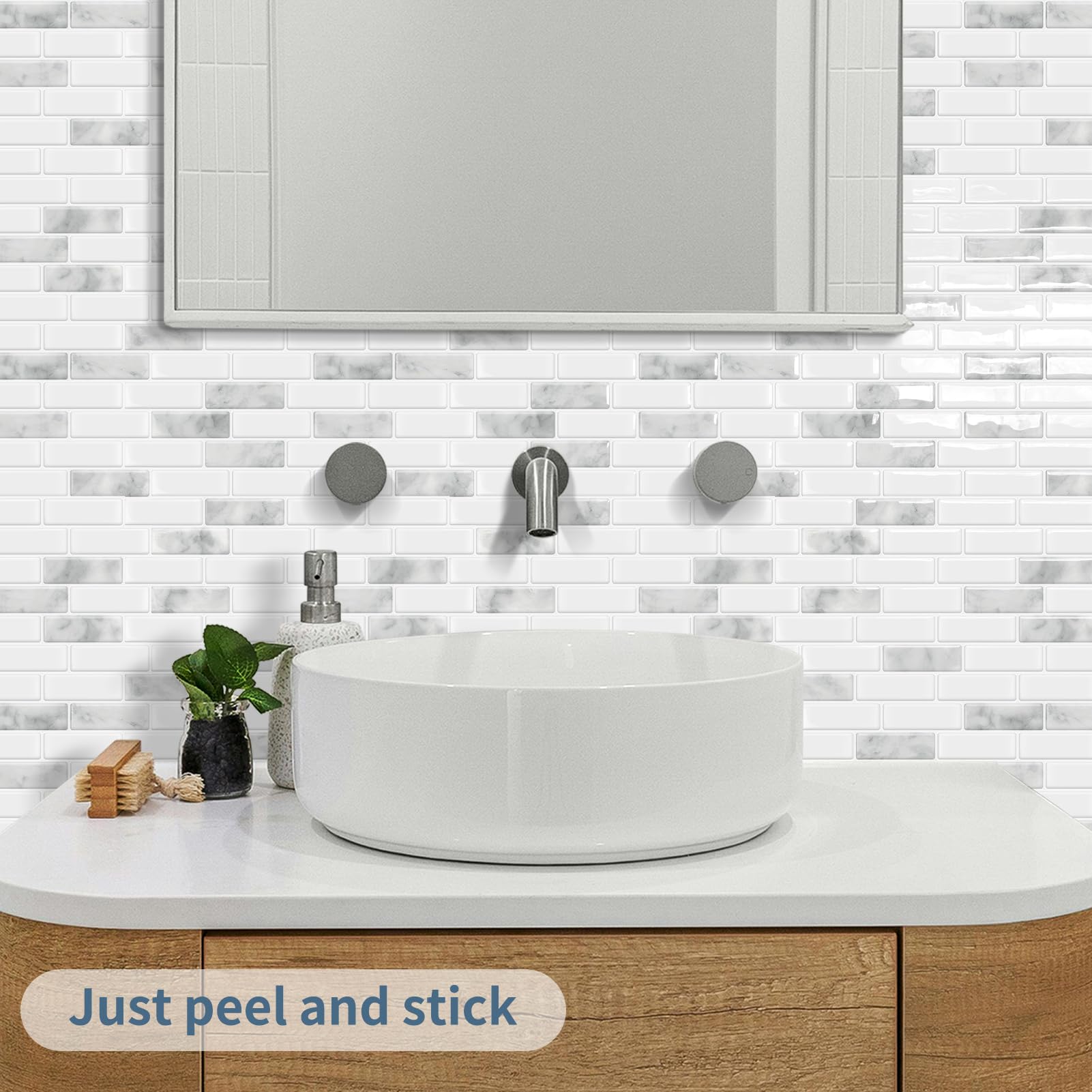DEWOO bathroom wall splashback in grey marble with modern appeal.