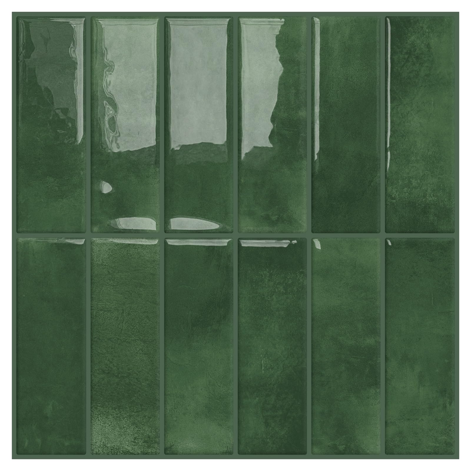 DEWOO Peel and Stick Subway Backsplash in green adds a fresh, easy-to-clean focal point.