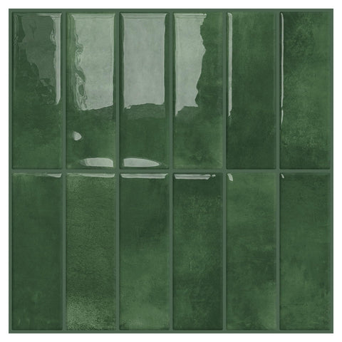 DEWOO Peel and Stick Subway Backsplash in green adds a fresh, easy-to-clean focal point.