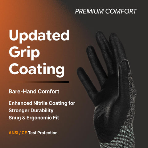 DEX FIT FN330-3D coated palms provide secure grip on wet tools and surfaces.