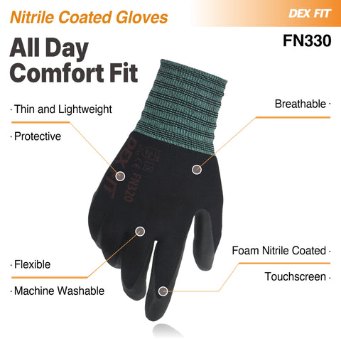 DEX FIT FN330 breathable nitrile glove keeps hands cool and fresh.