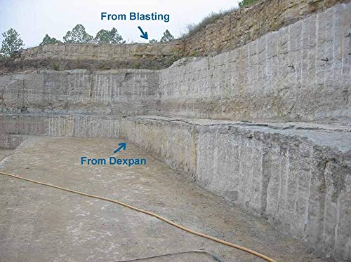 Dexpan Expansive Demolition Grout 11 lb bucket shown as an alternative to jackhammer.