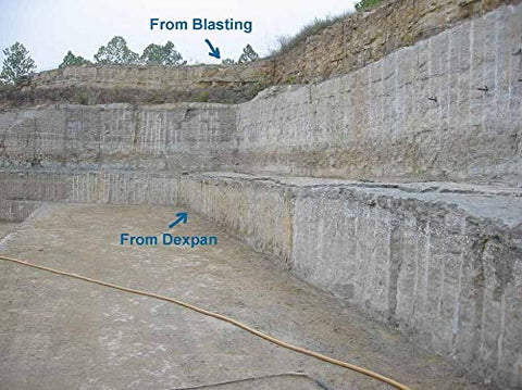 Dexpan Expansive Demolition Grout 11 lb bucket shown as an alternative to jackhammer.