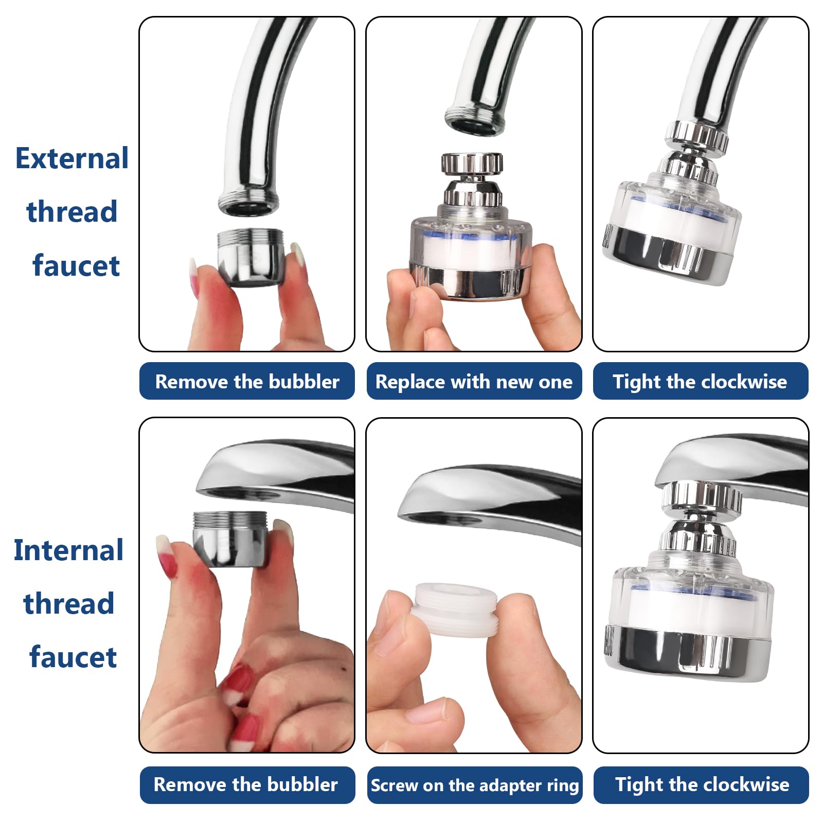 Dexspoeny universal sink faucet attachment fits many taps for easy setup.