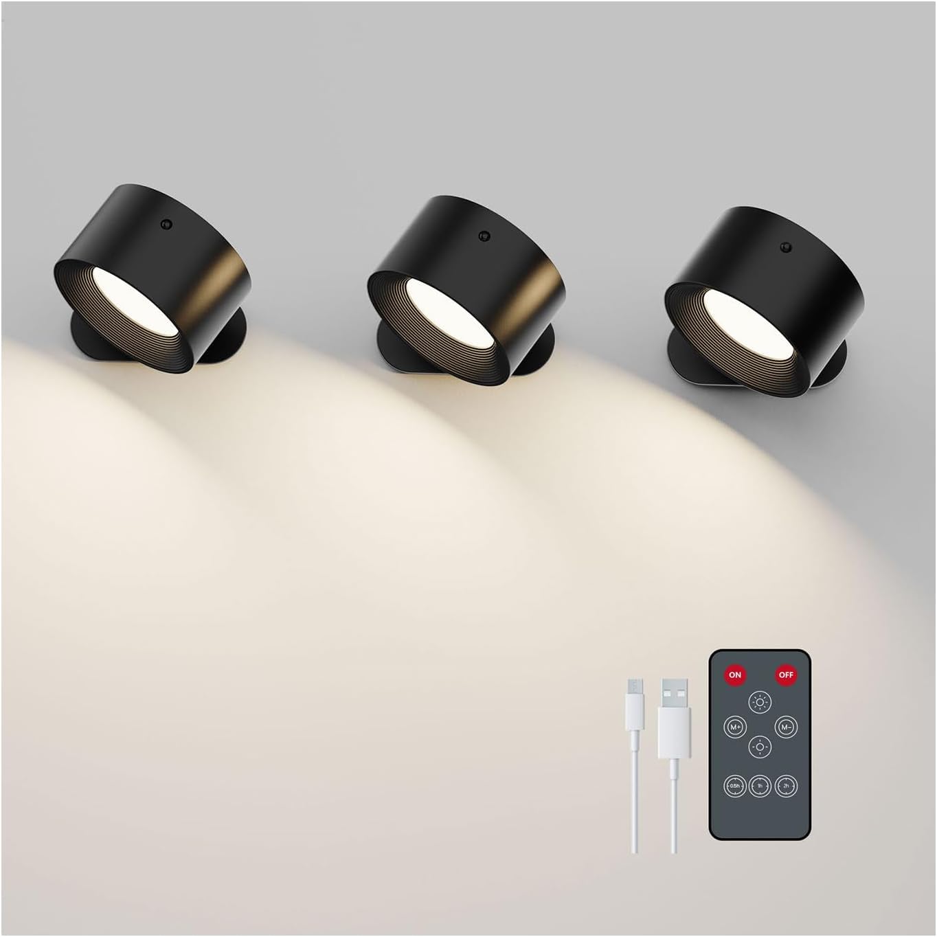 Deyagoo 3-pack remote LED wall sconces mounted on wall for cordless illumination