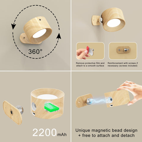 Deyagoo bedside reading lamp for late-night use without clutter