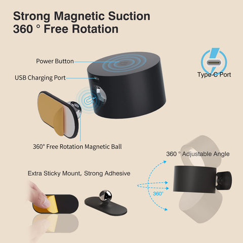 Deyagoo cordless wall light with dimmable brightness for reading and tasks