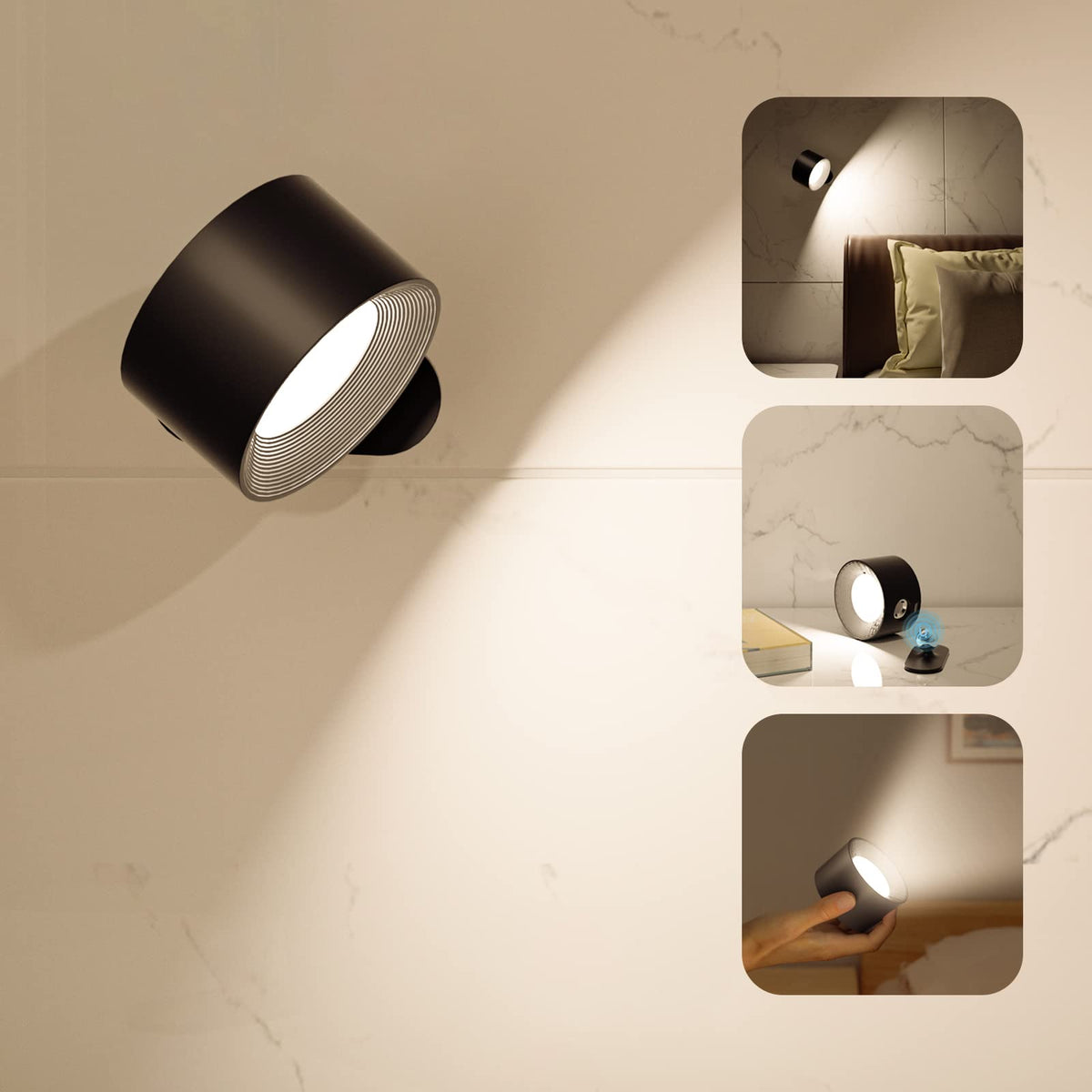 Deyagoo LED wall sconce with 360 rotation for flexible room lighting
