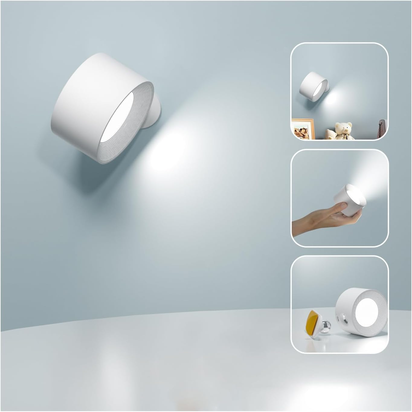 Deyagoo LED wall sconce with 360° rotate magnetic ball for directed illumination
