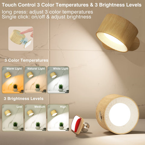 Deyagoo LED wall sconce 360° rotate head for flexible direction.