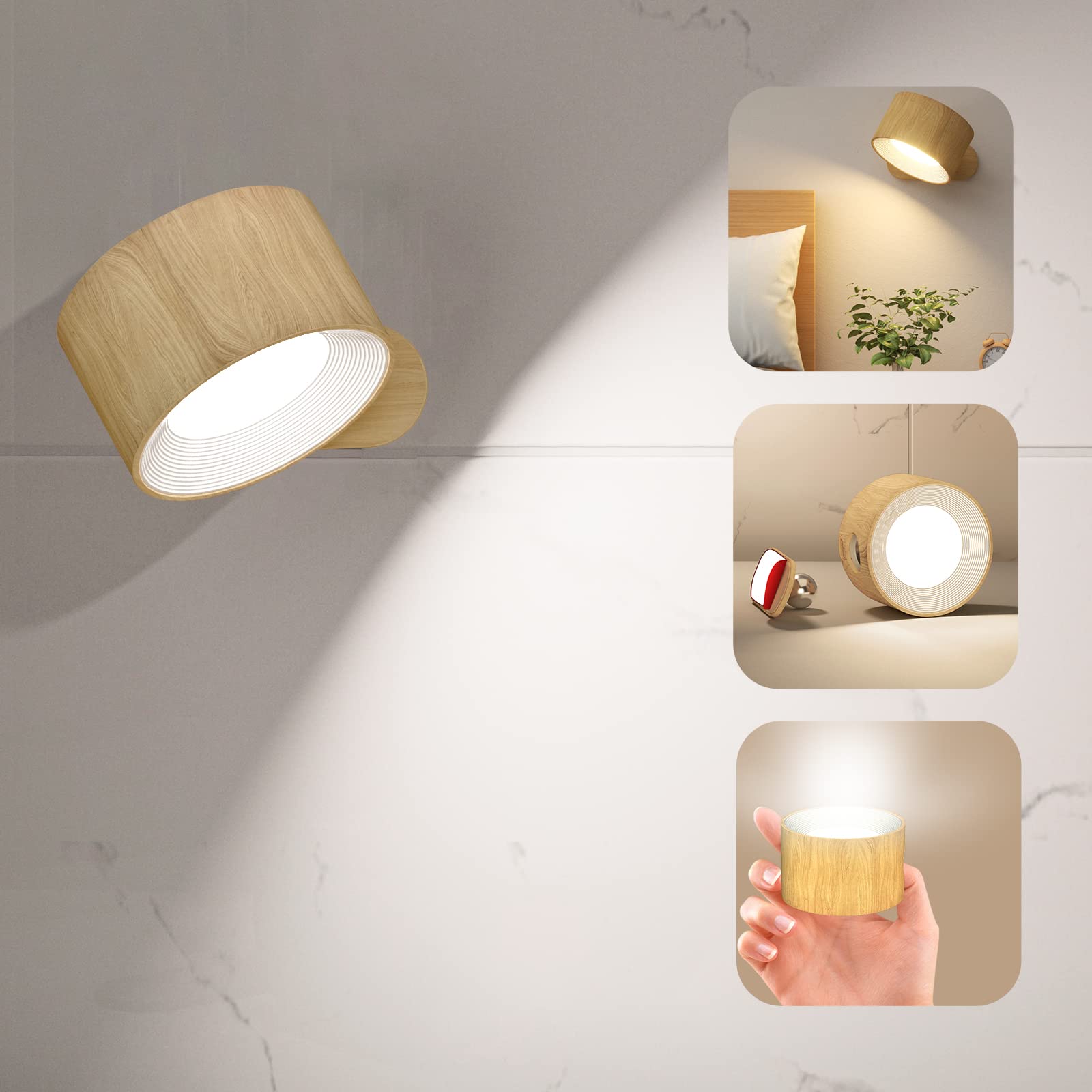Deyagoo LED wall sconce front view with warm ambient glow for reading.