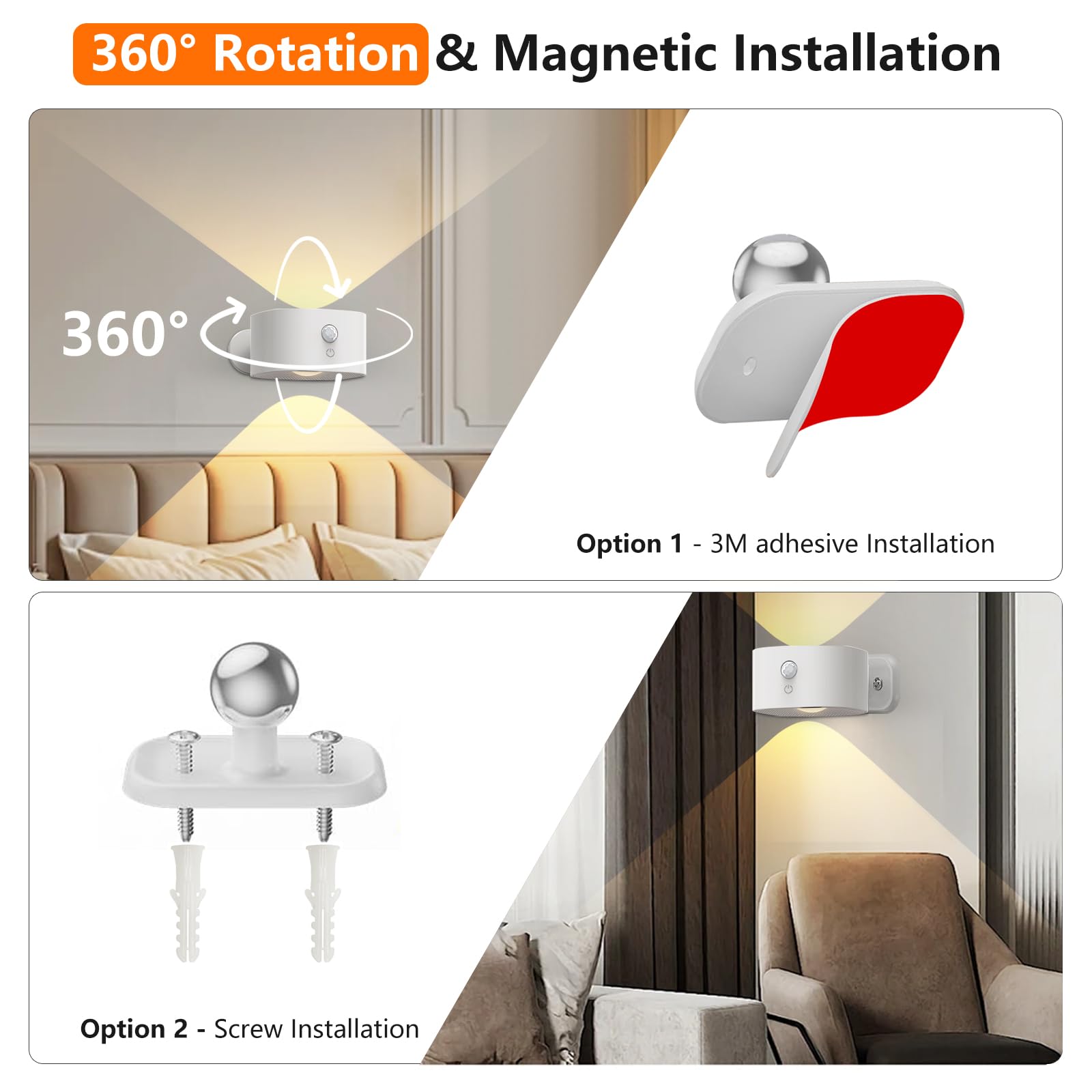 Deyagoo magnetic sconce base with 360 rotatable joint