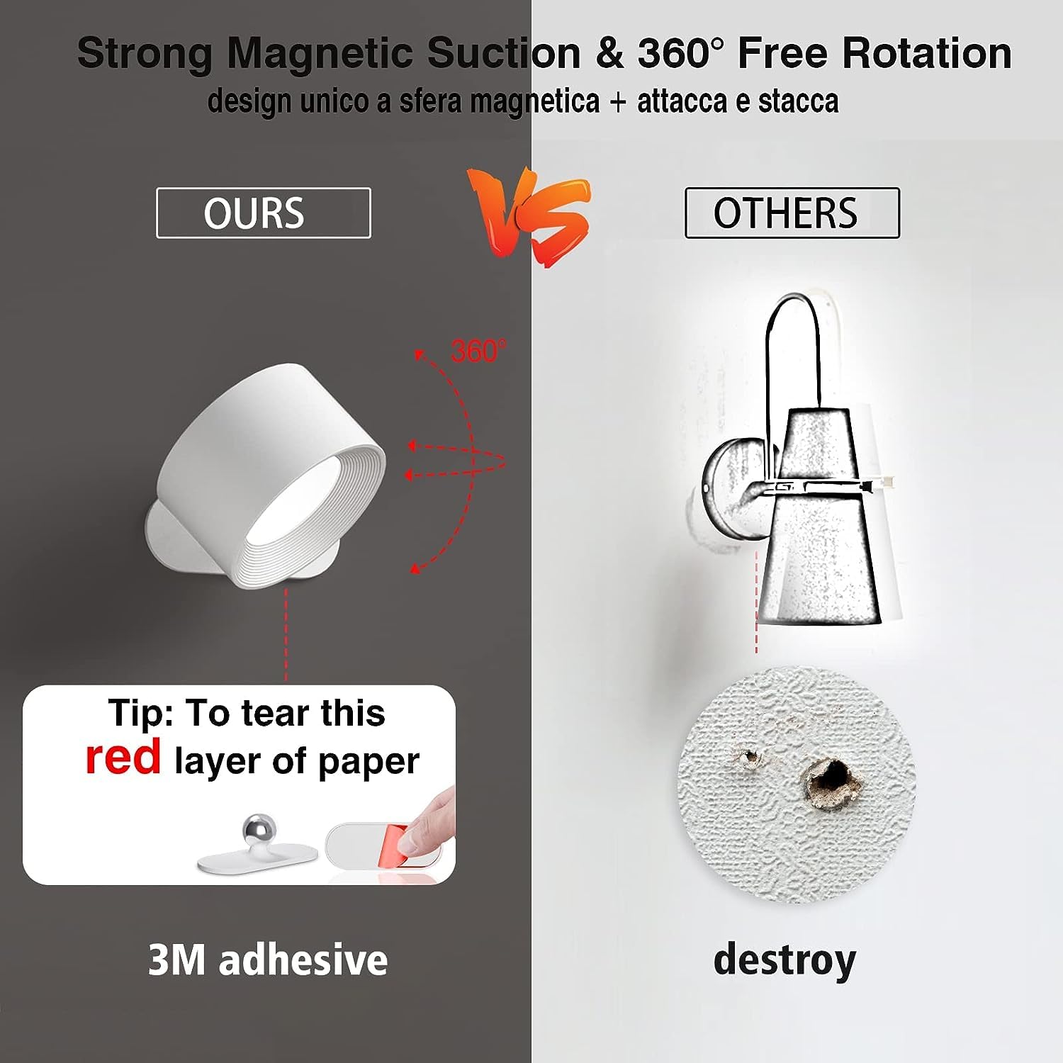 Deyagoo wall sconce with touch control and three dimming levels