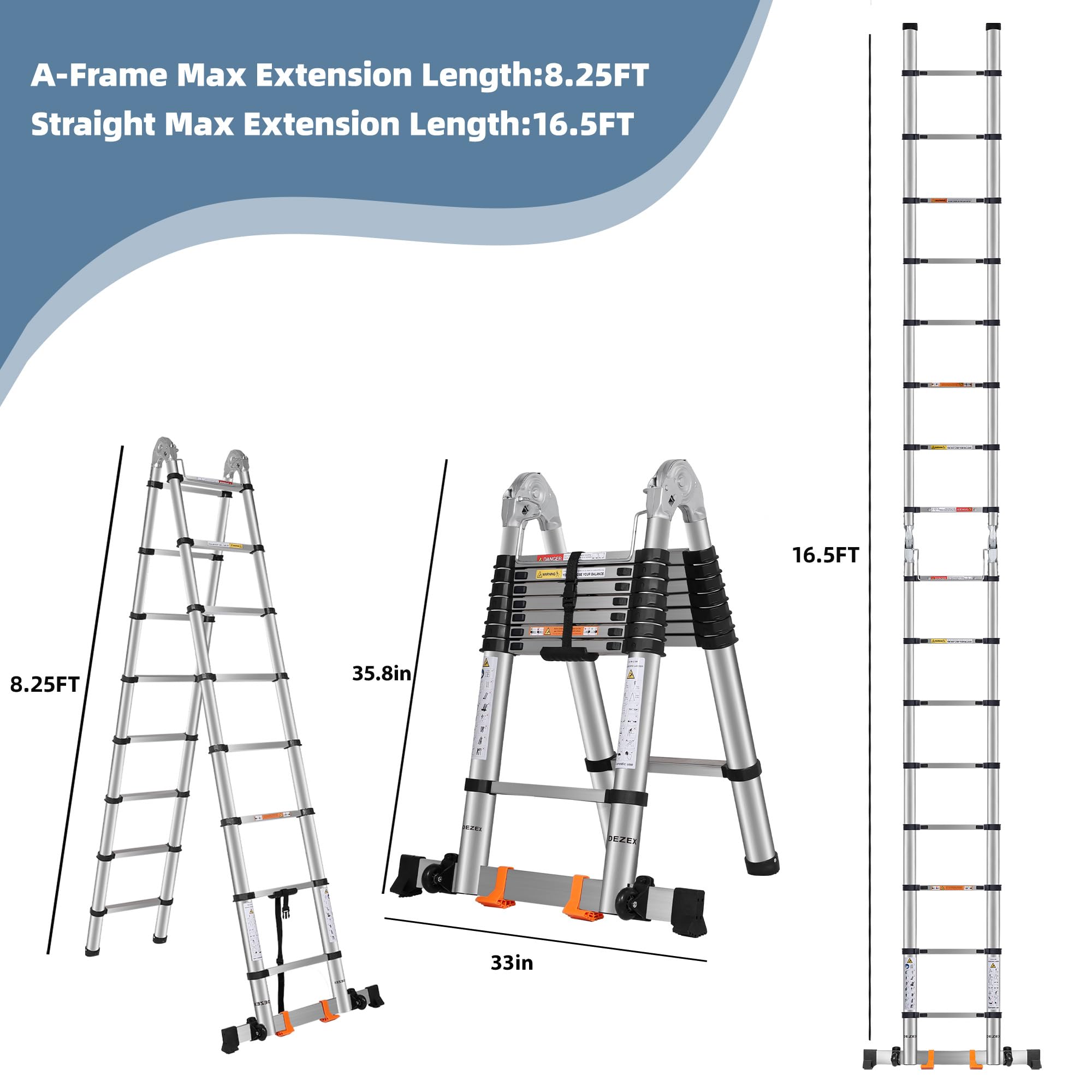 DEZEX A Frame ladder Balance Bar visible for secure balance during work