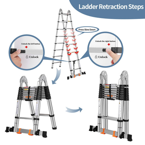 DEZEX A Frame ladder with wheels enables easy mobility around the job site