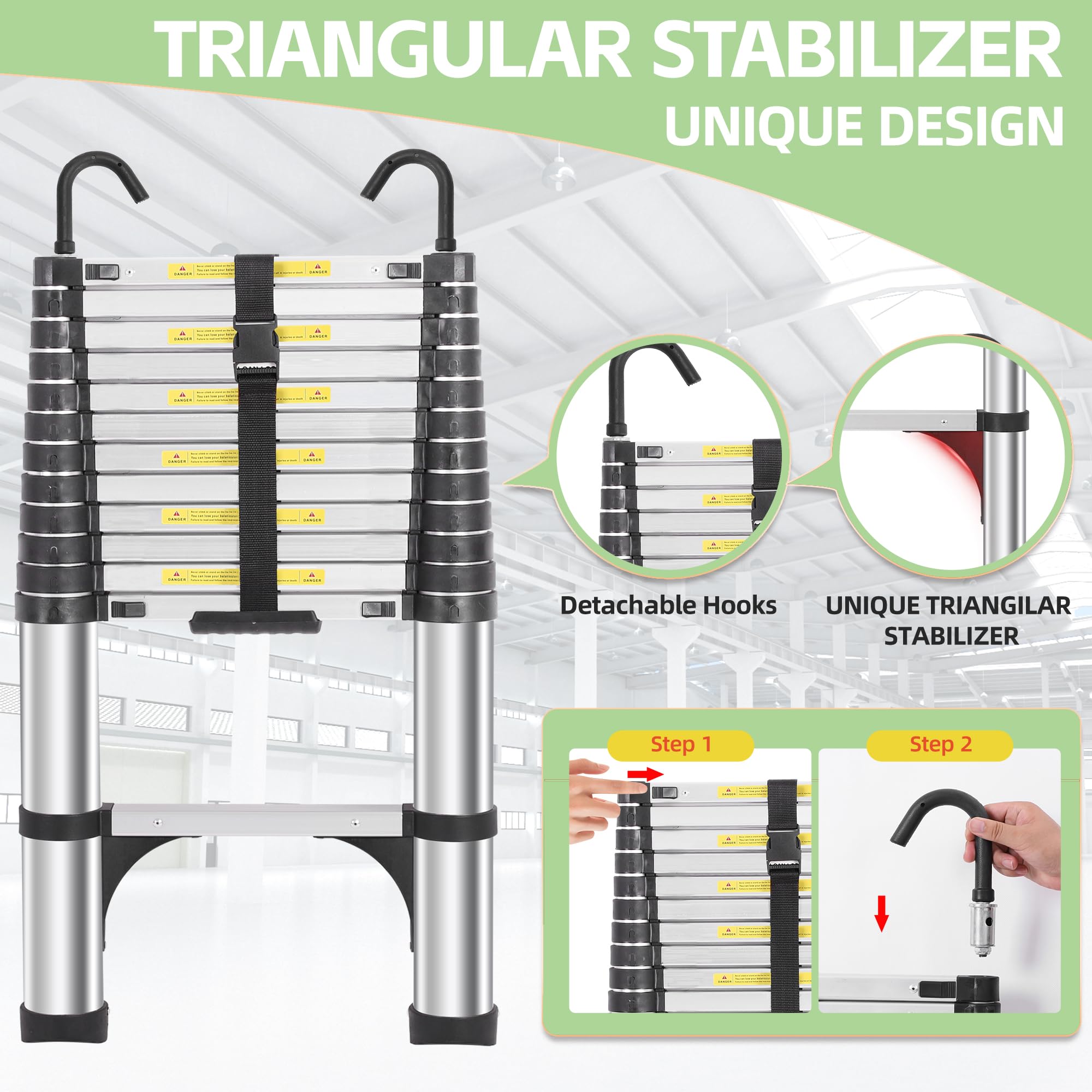DEZEX ladder with detachable hooks for tool access