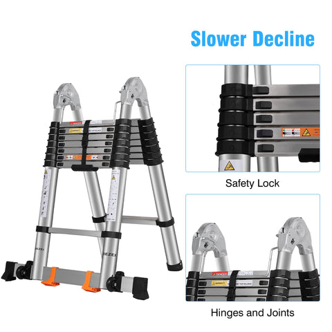Folded DEZEX ladder stores compactly in trunk or closet