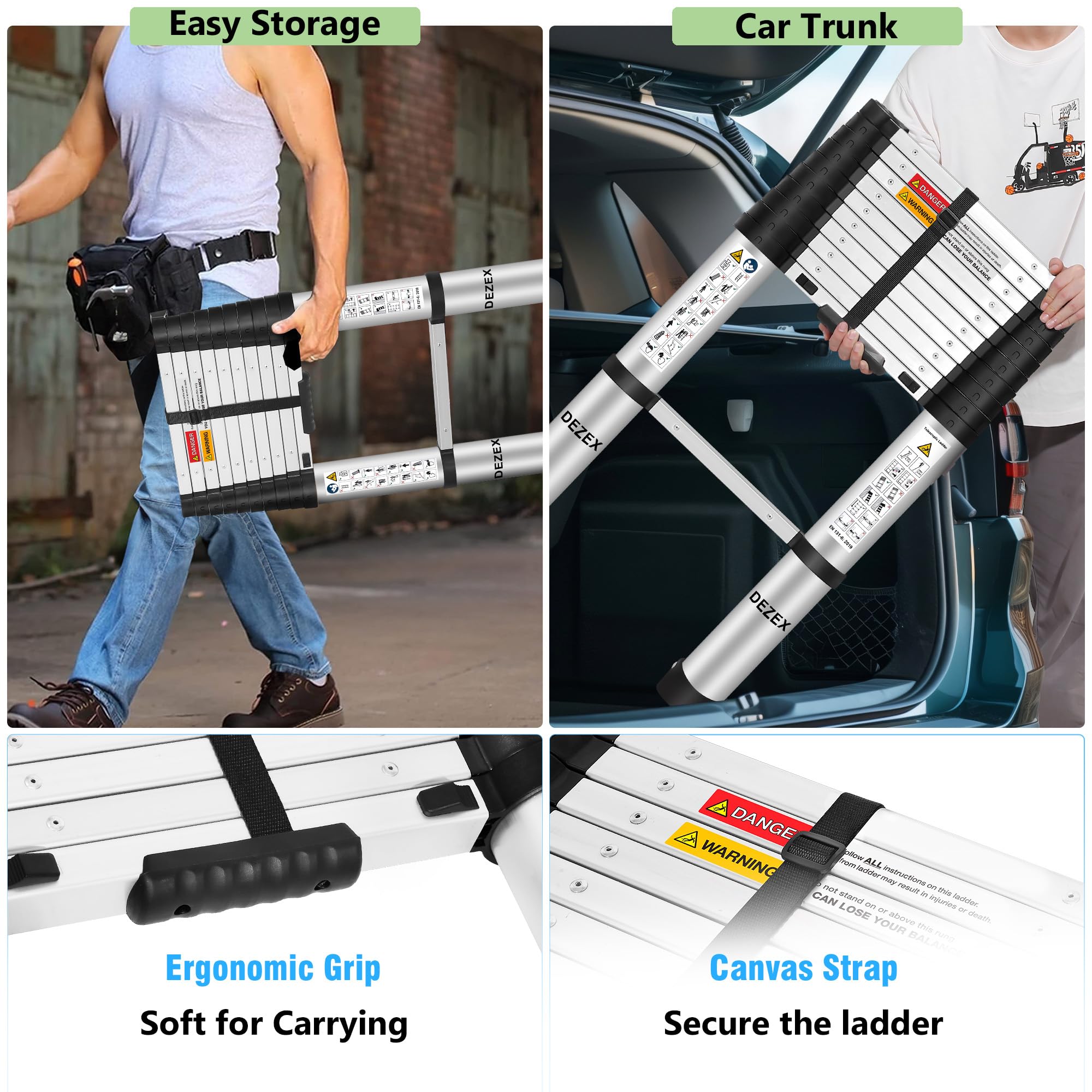 DEZEX portable lightweight ladder folded for storage