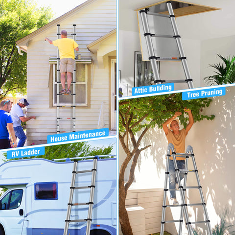 Sturdy DEZEX ladder in stainless steel frame supports up to 330 pounds