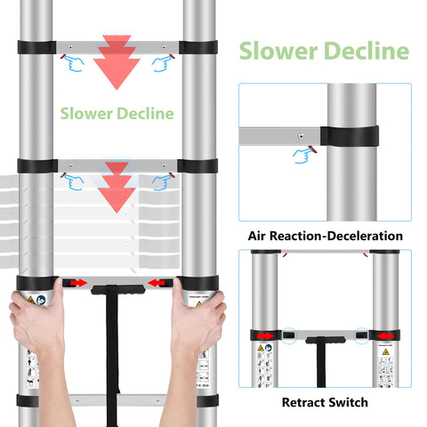 DEZEX ladder shows triangle stabilizers for secure footing