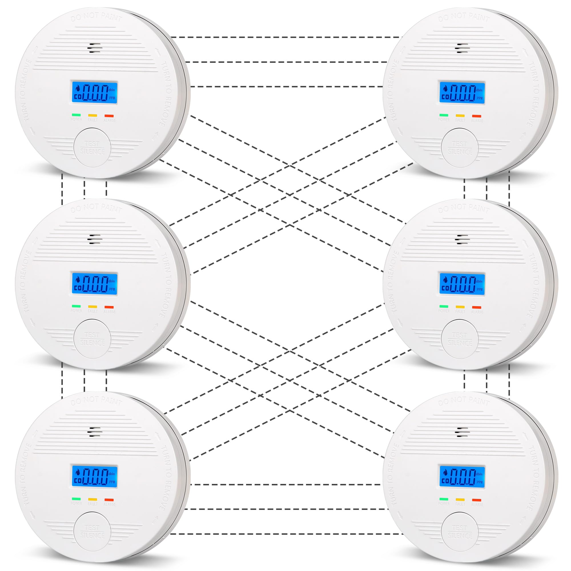 DFGJLVF interconnected alarm front view with dual sensors for safety