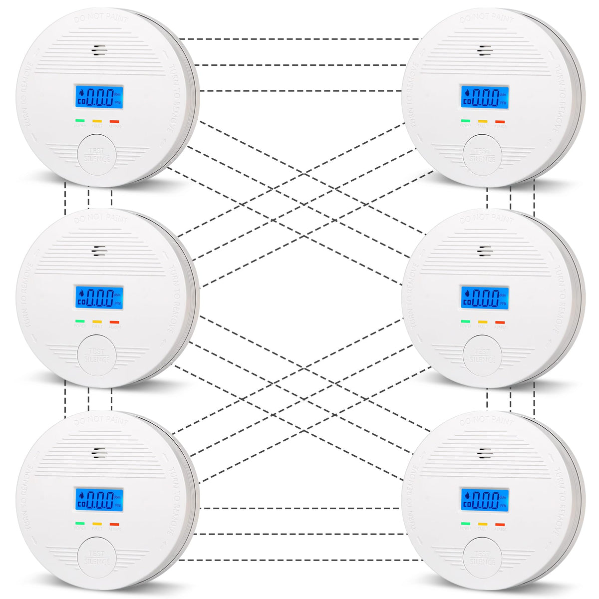 DFGJLVF interconnected alarm front view with dual sensors for safety