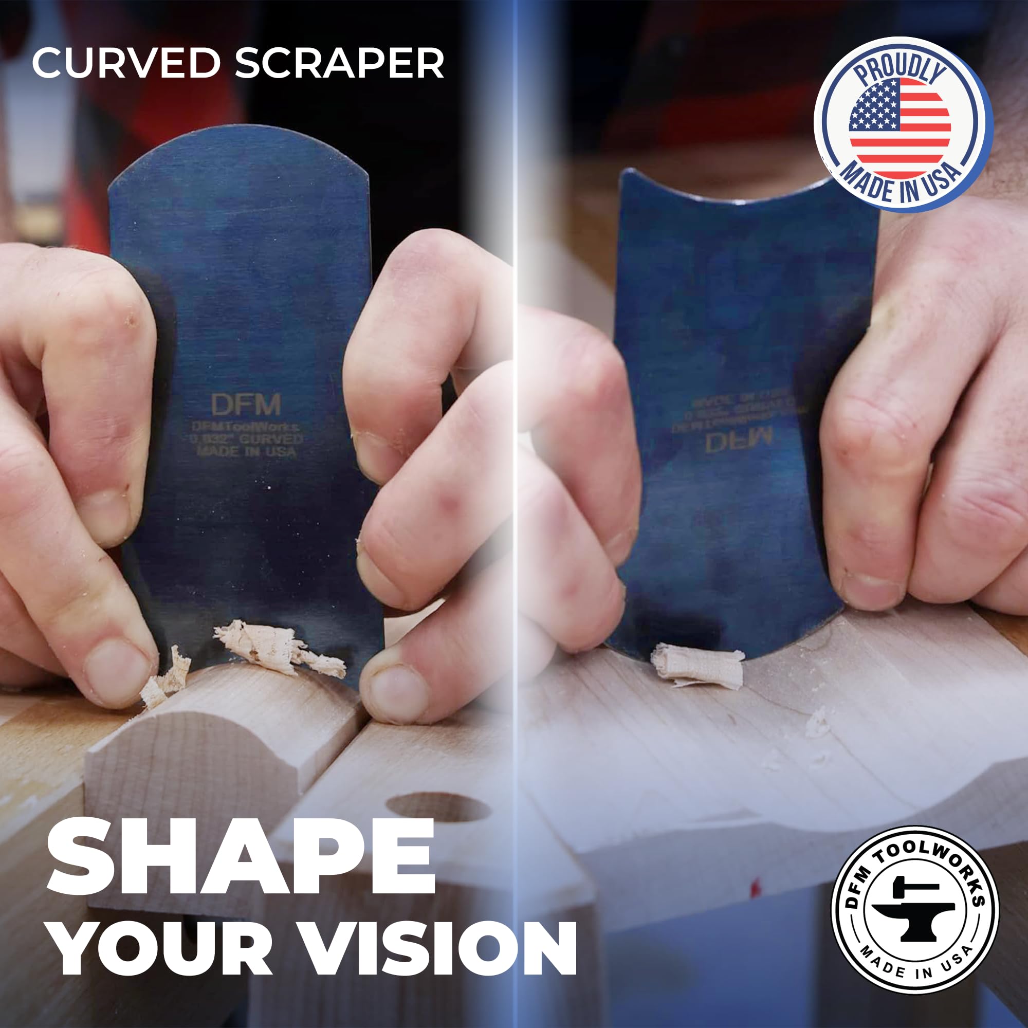 DFM Tool Works American-made scraper set showcases durable steel for tough woods