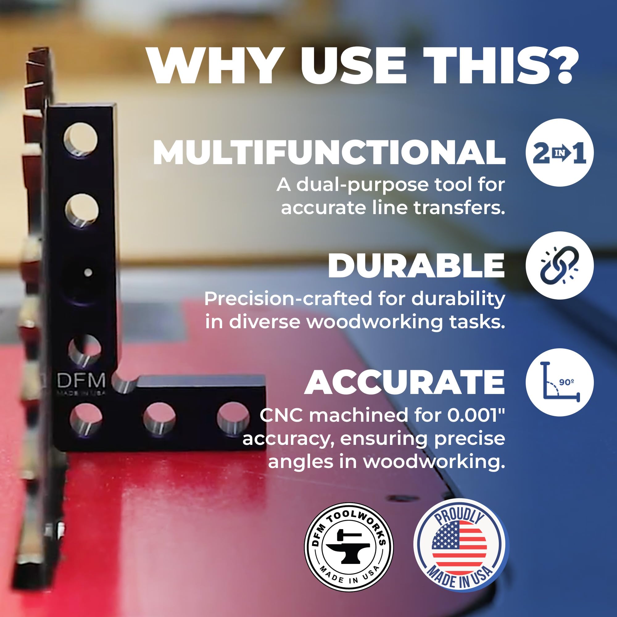 DFM Tool Works made in USA label signals trusted craftsmanship