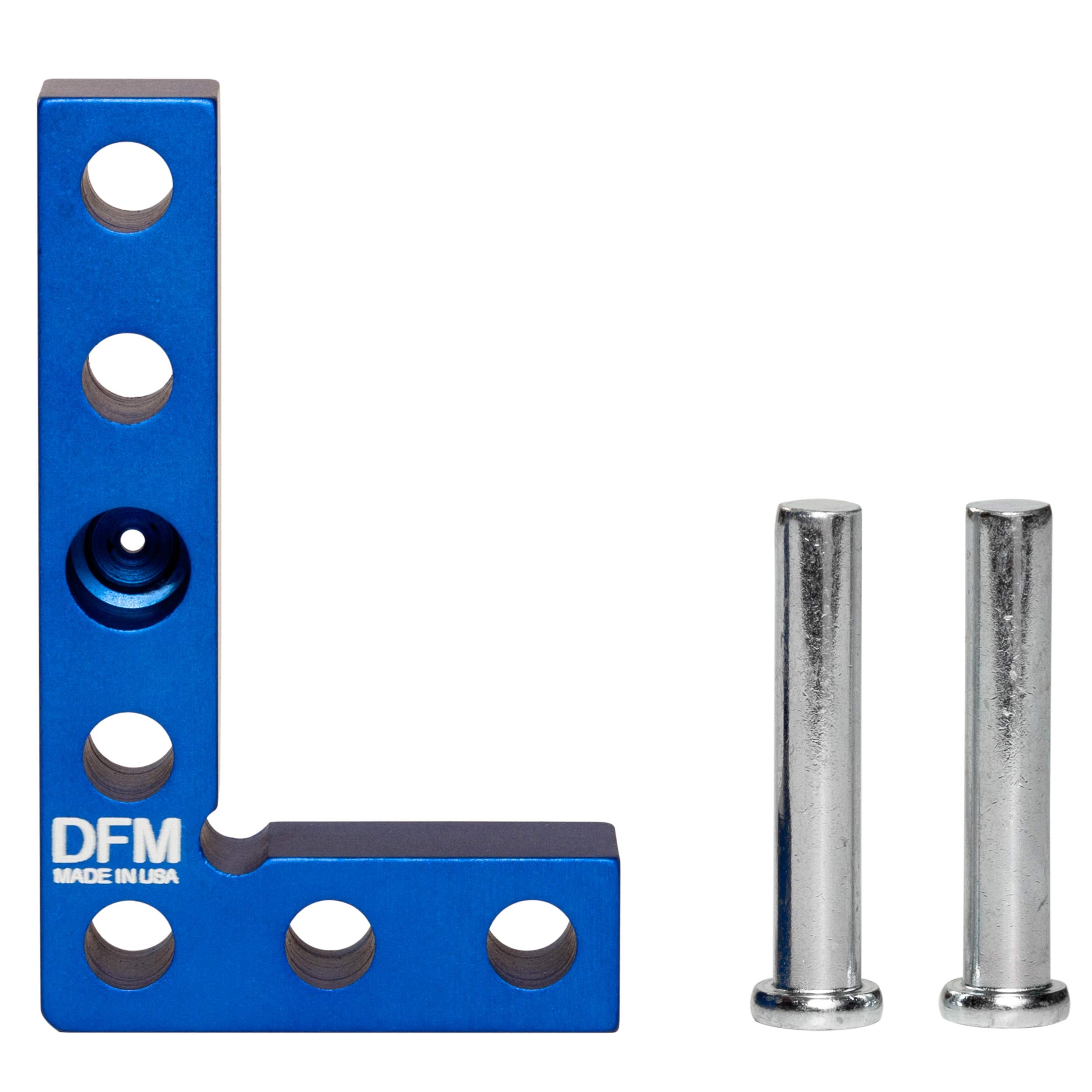 DFM Tool Works small square blue for precise right angles in woodworking projects
