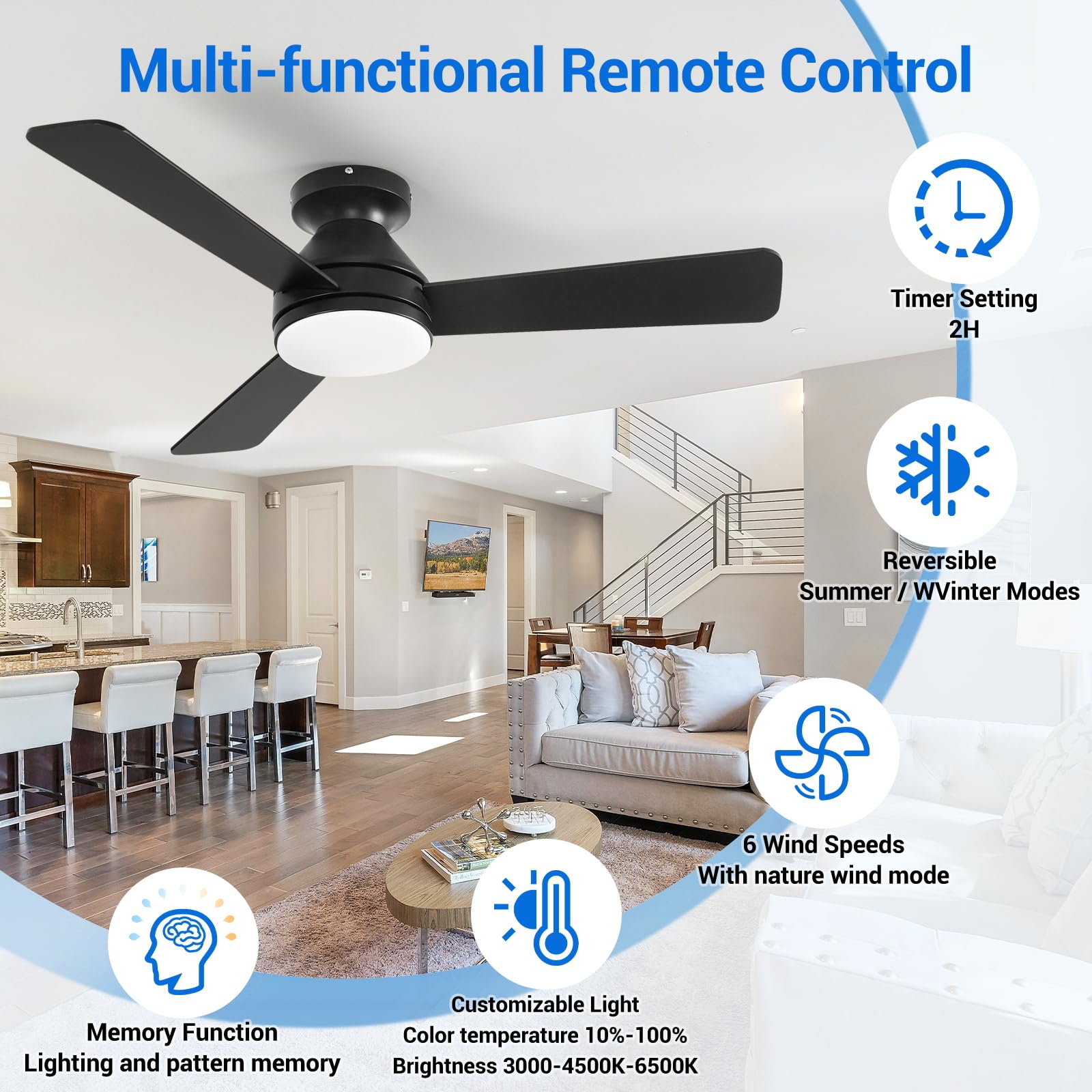 Dgguo ceiling fan with 3CCT lighting options for customizable ambience