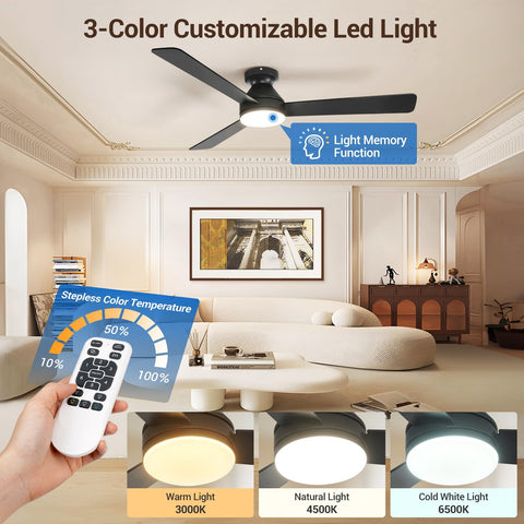 Dgguo 52-inch fan with memory light, quick ambiance recall for effortless evenings.