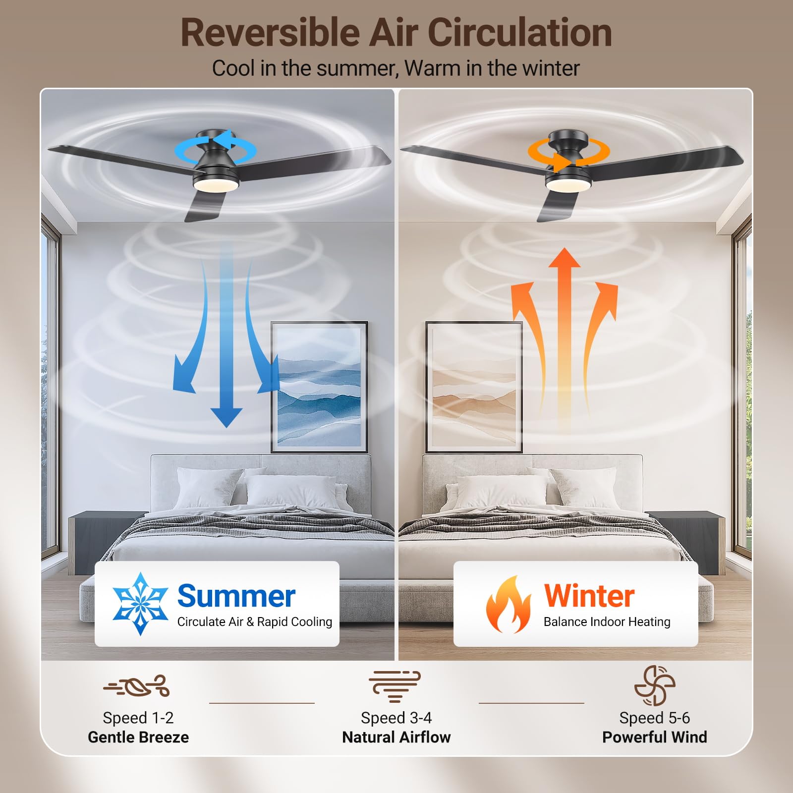Dgguo ceiling fan with remote and light, front view for easy control.