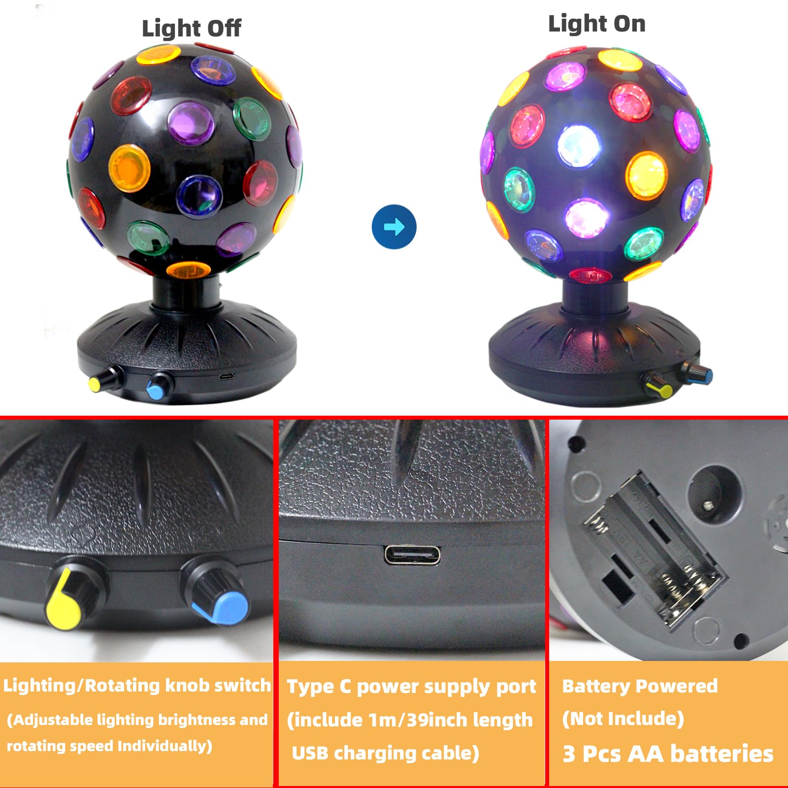 DGLIANYA brightness-adjustable disco ball creates mood lighting for celebrations.
