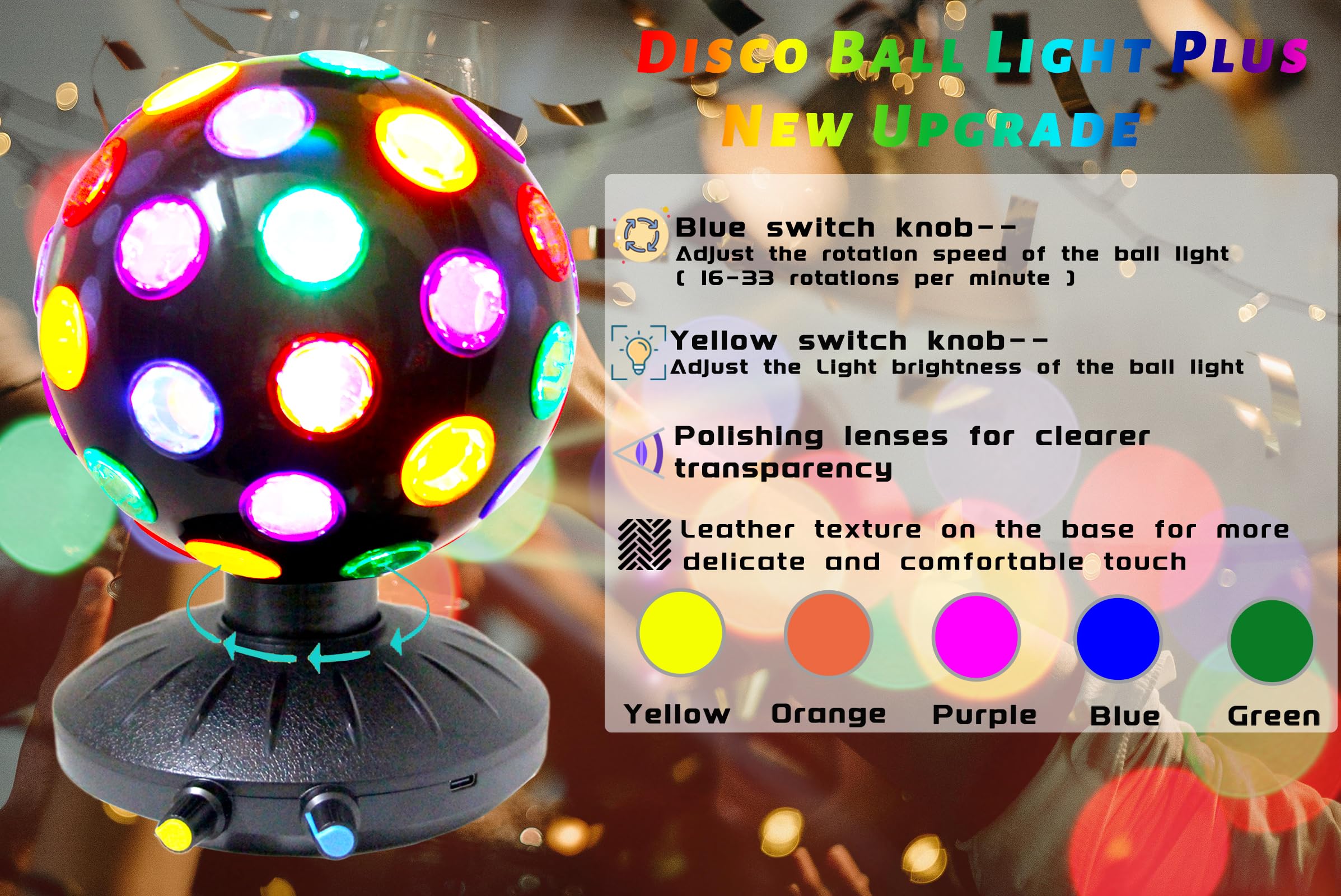 DGLIANYA USB or battery powered disco ball supports flexible placement.