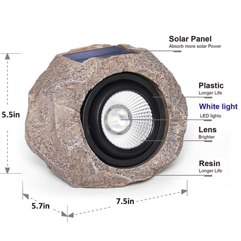 DGSCAK solar rock light side angle highlights adjustable tilt for flowers and borders.