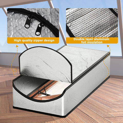 DGSL Attic Stairway Insulation Cover showing a closed panel sealing drafts.