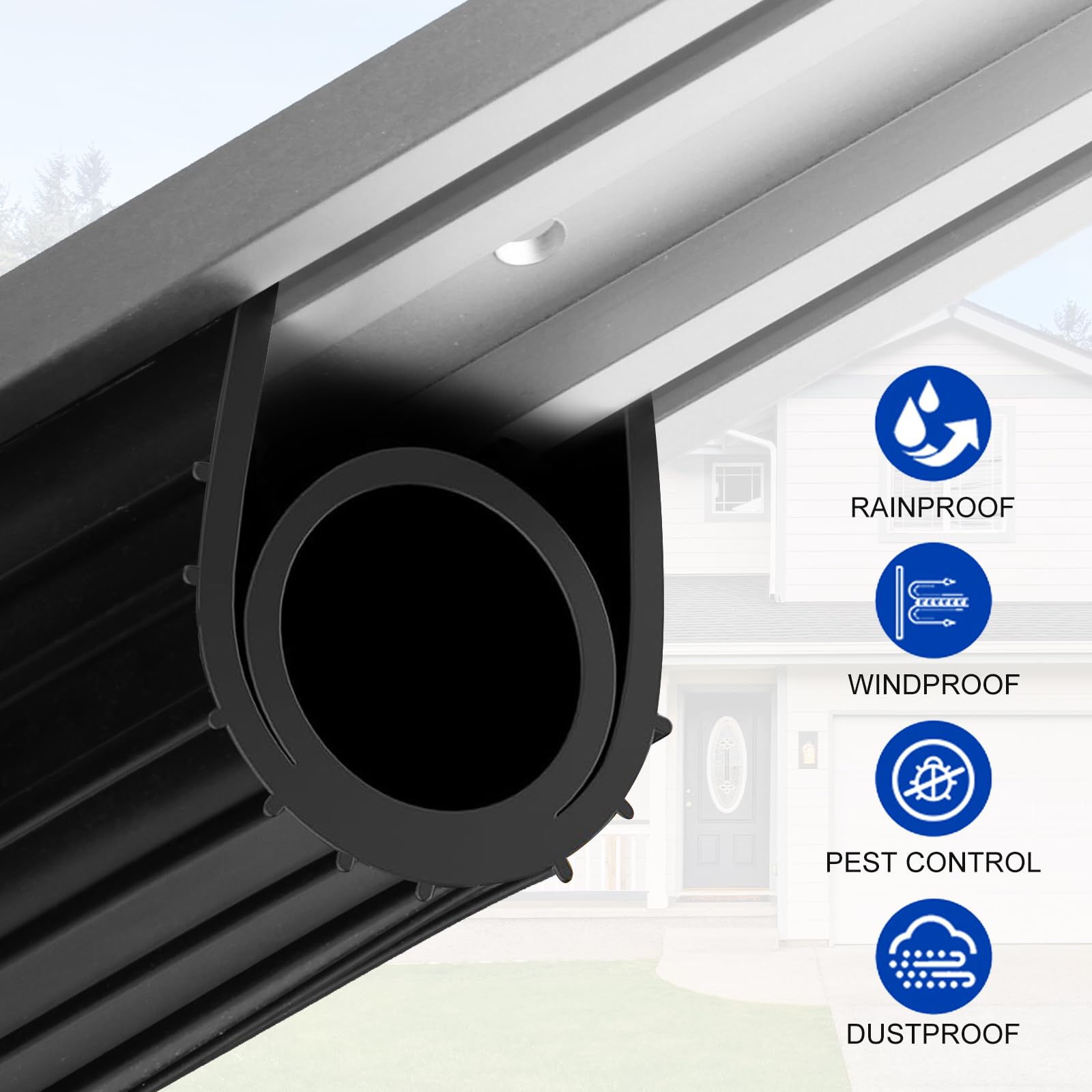 DGSL garage door seals bottom rubber easy install without tools or screws