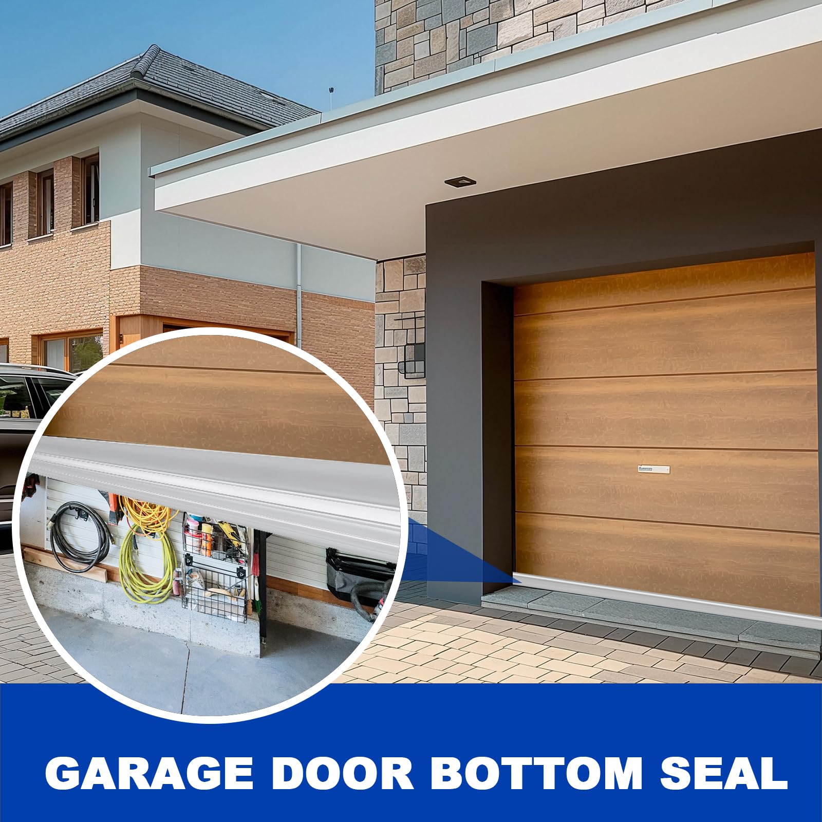 DGSL grey 16 ft weatherproof seal installed along a garage threshold